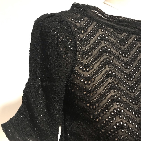 JOIE 100% silk Black Fanny Eyelet Blouse ▪️sz XS - Picture 5 of 8